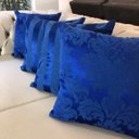 Ver imagem 4 de Kit 4 Capas de Almofadas Composê Medalhão e Listrado Azul Royal 45cmx45cm