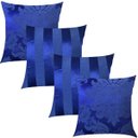 Ver imagem 1 de Kit 4 Capas de Almofadas Composê Medalhão e Listrado Azul Royal 45cmx45cm