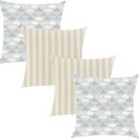 Ver imagem 1 de Kit 4 Capas de Almofadas Composê Barquinho e Listrado Cinza 45cmx45cm