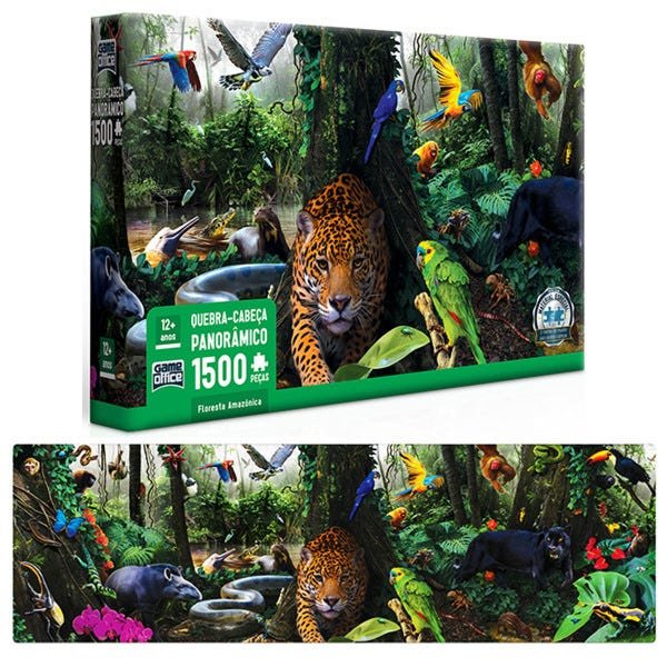 Quebra cabeças 1500 peças Floresta Amazônica panorâmico - Puzzle Game  Office Toyster - Adulto