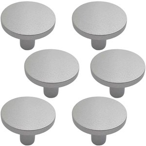 Kit 6 Puxadores Ruiz 191 Ponto Redondo Cromo Acetinado para Móveis Armários e Gavetas
