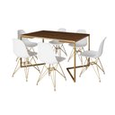 Ver imagem 2 de Mesa Jantar Industrial Retangular 137x90cm Amêndoa Base V com 6 Cadeiras Eames Eiffel Brancas Base D