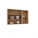 Ver imagem 2 de Armário Aéreo Domus 120cm 3 Portas MDF Porta de Correr Verde e Bronze