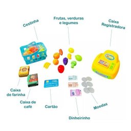 Brinquedo Mini Quitanda Feirinha com Caixa Registradora Paki Toys - 2