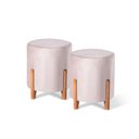 Ver imagem 1 de Kit 02 Puffs Decorativo Redondo em Suede Cor Bege