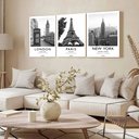 Ver imagem 3 de Kit 3 Quadro Decorativo Londres Paris New York Quarto Sala Qualidade Premium 28x20cm