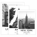 Ver imagem 4 de Kit 3 Quadro Decorativo Londres Paris New York Quarto Sala Qualidade Premium 28x20cm