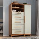 Ver imagem 7 de Guarda Roupa Casal Imperador Plus 2 Portas e Cômoda Sapateira Imperial 5 Gavetas Cinamomo Areia