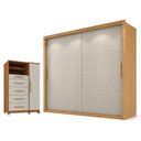 Ver imagem 1 de Guarda Roupa Casal Imperador Plus 2 Portas e Cômoda Sapateira Imperial 5 Gavetas Cinamomo Areia