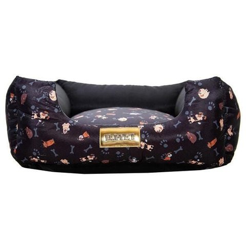 Cama Quadrada para Cachorro ou Gato Luppet Preto Cachorro G