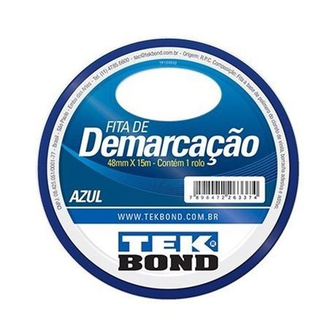 Fita Demarcação de Solo 48mm X 15 Metros Cor Azul Tekbond