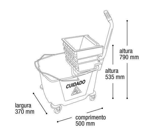 Balde Com Espremedor Carrinho Limpeza 36 Litros Arqplast Amarelo - 3