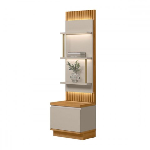 Estante para Livros Colina 1 Porta 3 Prateleiras Ripado Tauari/off White Fosco - Pnr Móveis