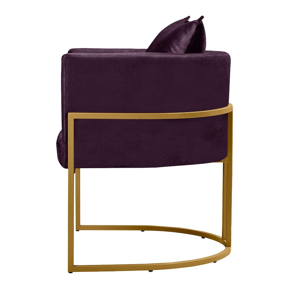 Poltrona Decorativa Luna Base Metal Dourado Veludo Vs Decor - 5