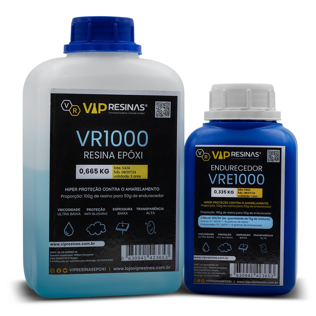 Resina Epóxi + Endurecedor Uv Vr1000 1kg Baixa Espessura - 1