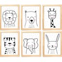Ver imagem 1 de Quadro Infantil Safari 6 Un A4 Vidro e Pendurador