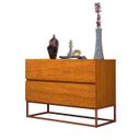 Ver imagem 2 de Mesa de Cabeceira Retrô Alto Padrão com 2 Gavetas Base Cobre:naturale