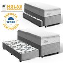 Ver imagem 3 de Cama Box com Colchão de Molas Ensacadas Pillow Top Flora + Auxiliar de Espuma Unique Solteiro 88cm