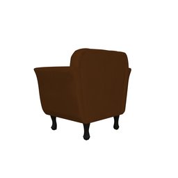 Poltrona Decorativa Couro Marrom Pés Madeira Ms Decor - 3