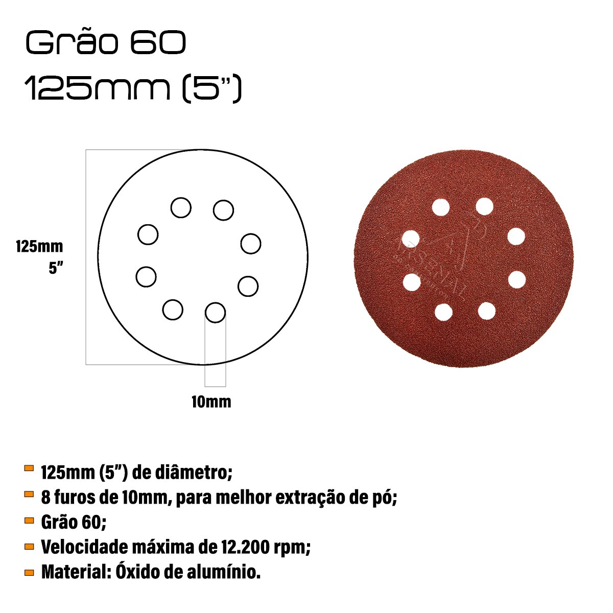 Kit 50 Discos Lixa Velcro Elite 125 X 22mm Grão 60 - 2