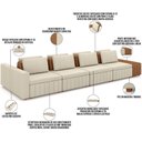 Ver imagem 3 de Sofá Ilha com Puff para Sala Living 425cm Amber M03 Linho Cru Couríssimo Whisky - Lyam Decor