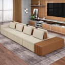 Ver imagem 5 de Sofá Ilha com Puff para Sala Living 425cm Amber M03 Linho Cru Couríssimo Whisky - Lyam Decor
