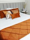 Ver imagem 4 de Peseira Drapeada Veludo Luxo 2,40x0,50m Dupla Face cama queen Terracota