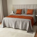 Ver imagem 7 de Peseira Drapeada Veludo Luxo 2,40x0,50m Dupla Face cama queen Terracota