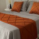 Ver imagem 6 de Peseira Drapeada Veludo Luxo 2,40x0,50m Dupla Face cama queen Terracota