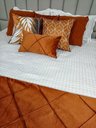 Ver imagem 5 de Peseira Drapeada Veludo Luxo 2,40x0,50m Dupla Face cama queen Terracota