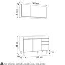 Ver imagem 4 de Armário de Cozinha Aéreo Virgínia e Balcão para Pia 120cm Michigan Cinza Claro - Lumil