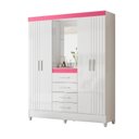 Ver imagem 3 de Guarda-Roupa Casal Capelinha 4 Portas 4 Gavetas com Espelho e Pés Atenas Flex Branco/Rosa