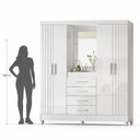 Ver imagem 5 de Guarda-Roupa Casal Capelinha 4 Portas 4 Gavetas com Espelho e Pés Atenas Flex Branco/Rosa