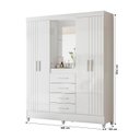 Ver imagem 4 de Guarda-Roupa Casal Capelinha 4 Portas 4 Gavetas com Espelho e Pés Atenas Flex Branco/Rosa