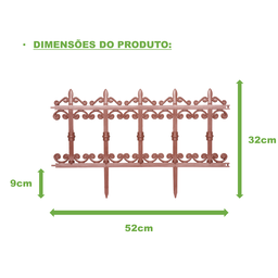 Kit 2 Cercas Plásticas Estilo Ferro Fundido Jardim Canteiro Marrom - 3