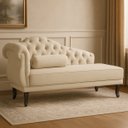 Ver imagem 1 de Divã Recamier Sala 150cm em Veludo Capitonê de Luxo Pés Luis Xv