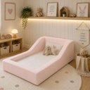 Ver imagem 1 de Cama Montessoriana Infantil Estofada Soft Proteção Lateral Rosa Boucle