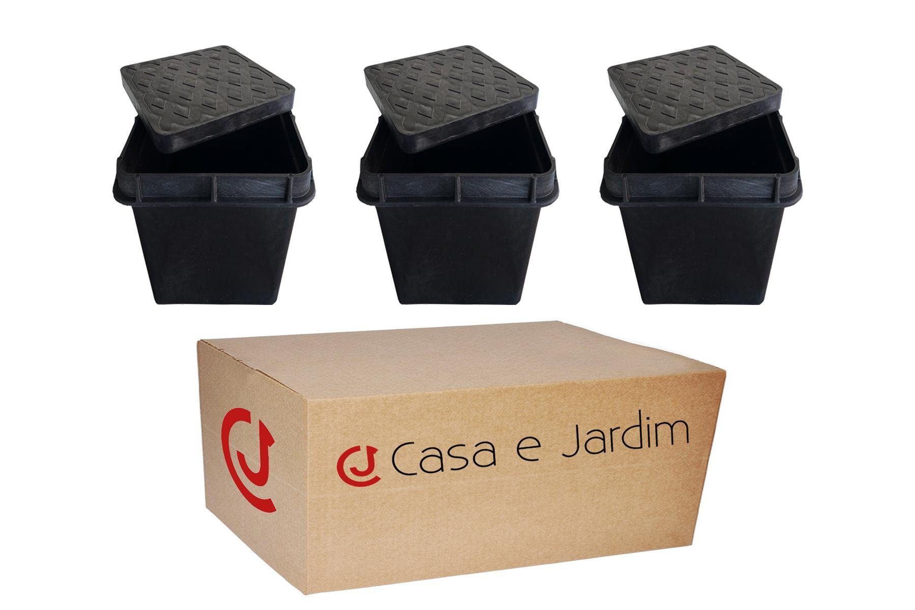 Kit 3 Caixa com Tampa para Aterramento Inspeção 25cm Reforçada - 1