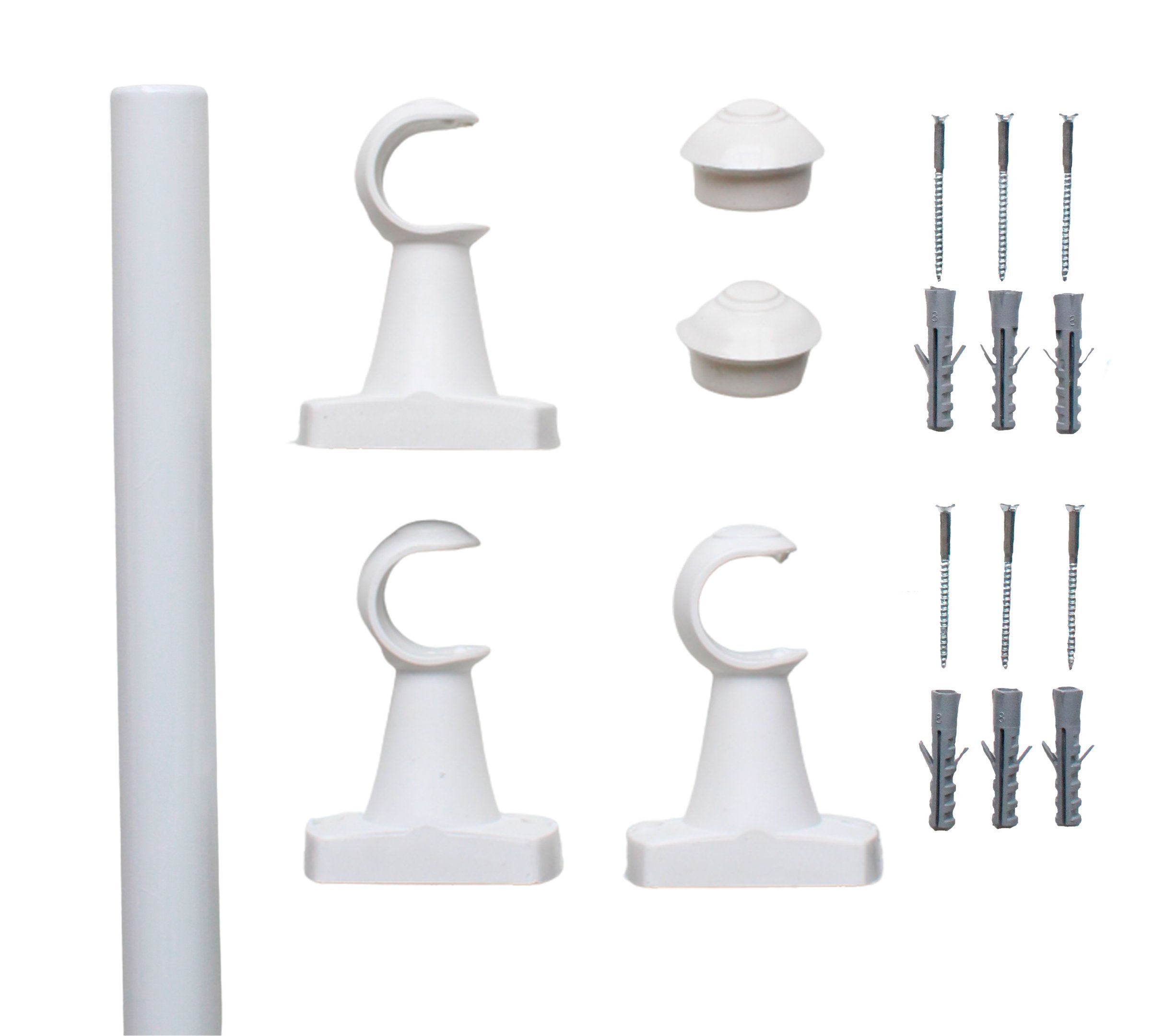 Kit Varão Para Cortina 2,50 Metros 28Mm Branco Compacto - 2