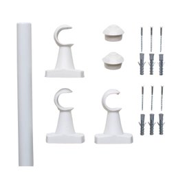 Kit Varão Para Cortina 2,50 Metros 28Mm Branco Compacto - 2