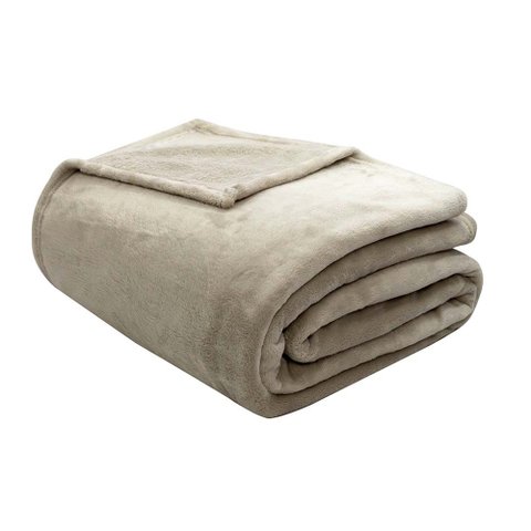 Cobertor Manta Velour Microfibra King 2,60mx2,40m 300g Neo Classico Bege