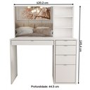 Ver imagem 4 de Penteadeira Maria 5 Gavetas 2 Prateleiras Branco - Panorama Móveis