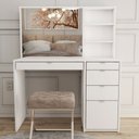 Ver imagem 5 de Penteadeira Maria 5 Gavetas 2 Prateleiras Branco - Panorama Móveis