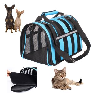 Bolsa Transporte Gato Cachorro Cao Pet Faixa Refletiva Pequeno Porte Animal de Estimaçao Carro Aviao