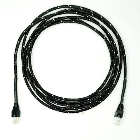 Cabo de Rede Cat5e Revestido Tecido Preto/prata Copperlan 10 Metros