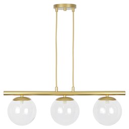 Pendente Jabuticaba Dourado 3 Globos de Vidro Mesa de Jantar:transparente - 1
