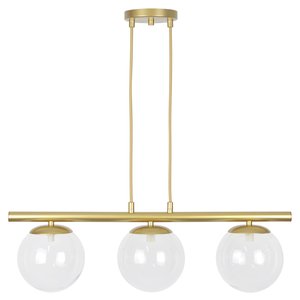Pendente Jabuticaba Dourado 3 Globos de Vidro Mesa de Jantar:transparente