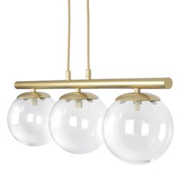 Pendente Jabuticaba Dourado 3 Globos de Vidro Mesa de Jantar:transparente - 2