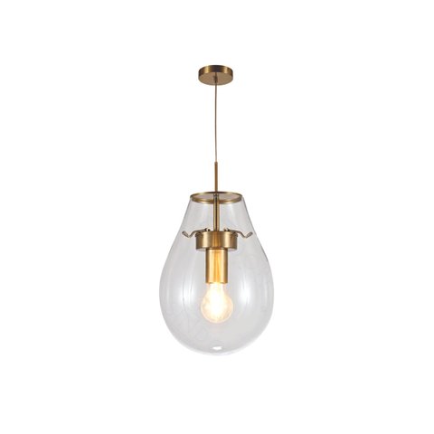 Pendente Metal Bronze Vidro Transparente 30cm 1e27 Paris Luz