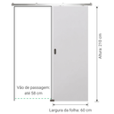 Ver imagem 2 de Porta Lisa Branca 60x210cm + Kit de Correr Sobrepor Alumínio